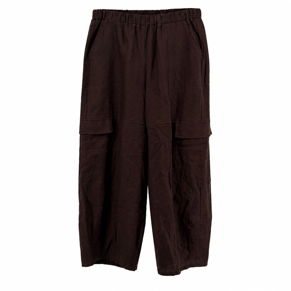 Lisa Bayne Linen Cargo Pants Brown M